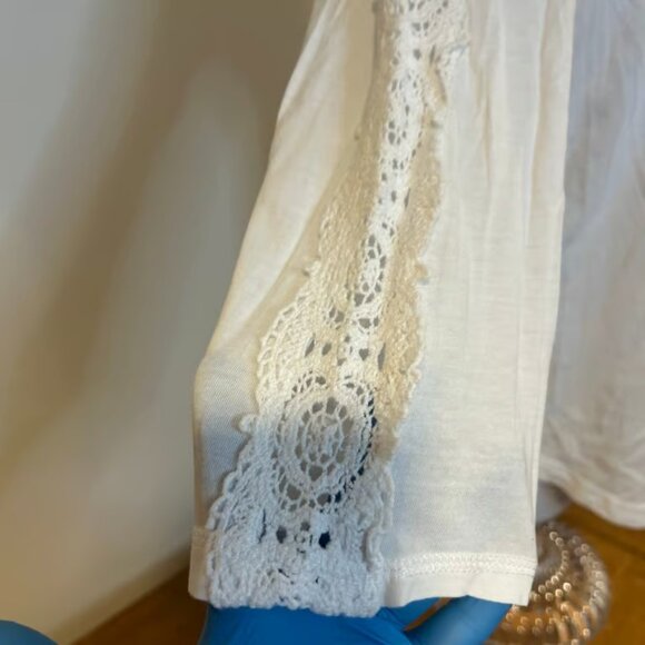 LAUREN RALPH LAUREN Jeans Sz XL White Lace 3/4 Sleeve 1/4 Button Casual Comfort - Picture 4 of 7